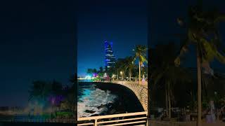 🌊 Jeddah Sea Waves at Night 😍 Beautiful Beach View in Saudi Arabia ✨