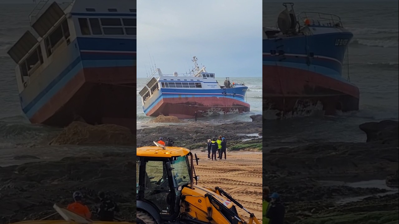 🚢 Лодка села на мель посреди ночи в Ле-Сабль-д'Олонн, январь 2026 г. ⚓️