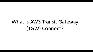 AWS Transit Gateway (TGW) connect attachment