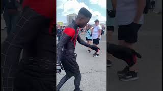 spider-man dances at a festival 😳