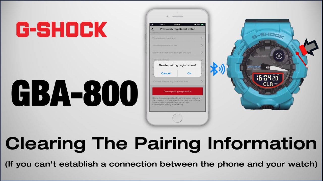 GBA-800 G-Shock Module 5554 Clear Pairing Information from Watch 