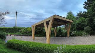 Wooden Solar Carport With Integrated Solar Panels