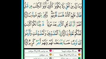 سورة الحديد: تفصيل الأحكام من الآية 16 إلى الآية 18 برواية حفص عن عاصم  .