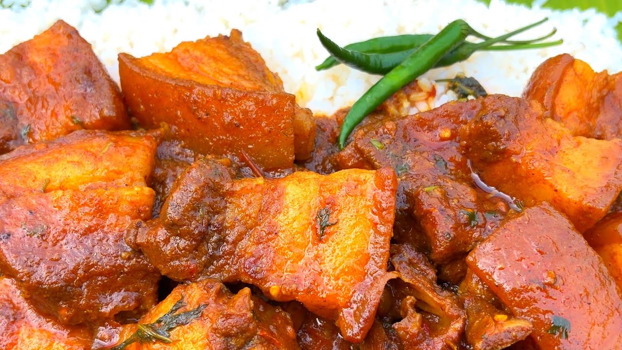 PORK Recipe ! 5KG Pork Curry eating with Rice | Cook Very Well Yummy 😋Tasty PORK ! 