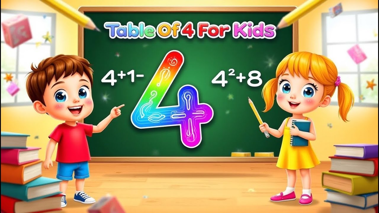 🧮 Multiplication Table of 4 | Easy Kids Learning Song 🎵 for Kids ...