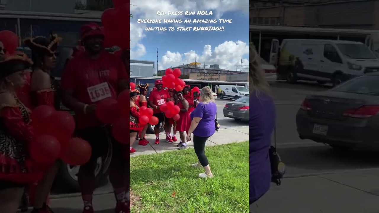Red Dress Run In NOLA Everyone S Having An Amazing Time Waiting To Start RUNNING 