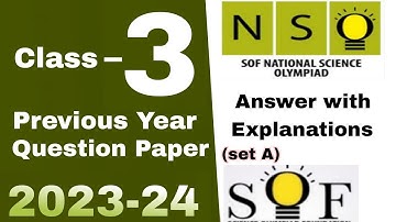 Class 3 NSO Previous Year Question Paper 2023-24 / NSO grade 3 solved paper / NSO Olympiad Class 3