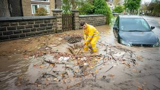 Giant Water Surge After Removing a Massive Drain Blockage