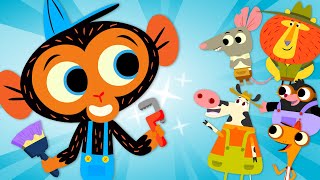 Mr. Monkey Saves The Day! | Mr. Monkey, Monkey Mechanic Cartoon Collection