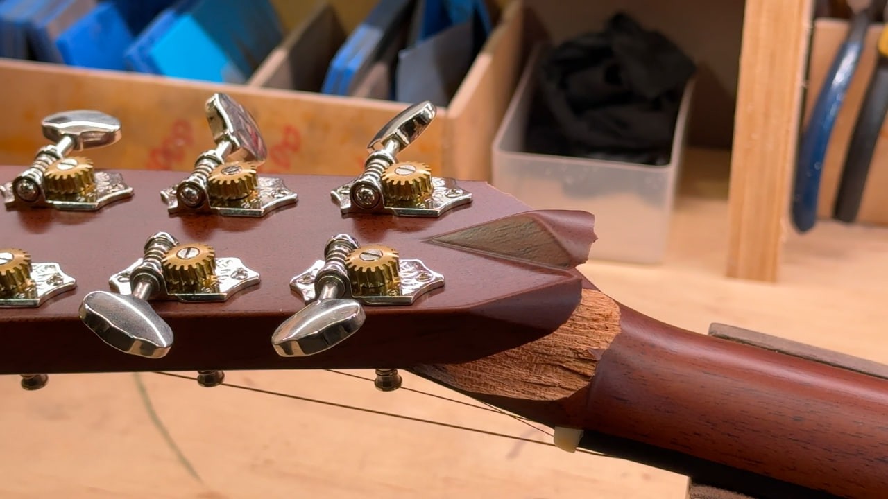 Martin guitar headstock repair - broken again!