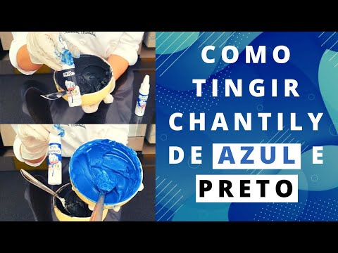 Como Tingir o Chantily de PRETO e AZUL MARINHO Com Corante