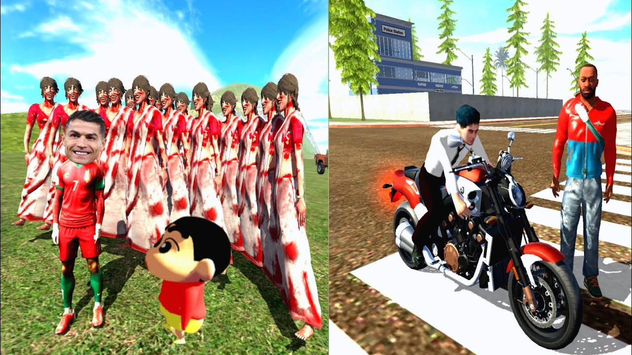 😱 Shin-chan & Ronaldo কমলার জালে আটকা! কে বাঁচাবে এখন?| Indian Bike Driving 3D 