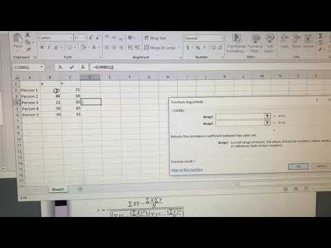 Pearson's R Excel