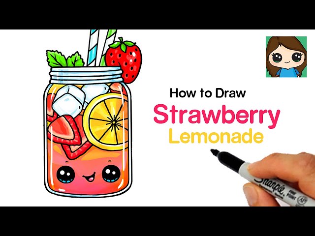 How to Draw Strawberry Lemonade 🍓🍋 Summer Art Series #12 class=