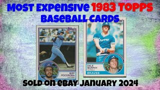 1983 Topps Most Expensive eBay Sales Baseball Cards - January 2024