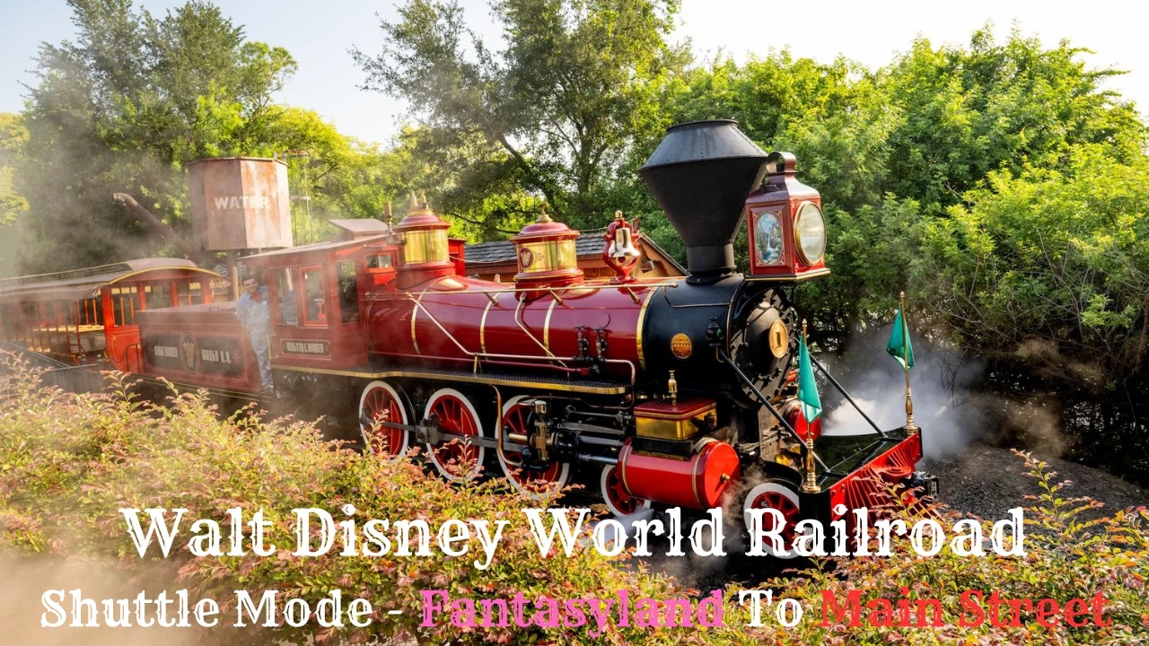Железная дорога Walt Disney World в режиме шаттла — от Fantasyland до Main Street USA.