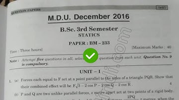 2016 17 Mdu BSc 3rd Sem Statics Question Paper