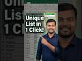 Unique List in Seconds! Excel Trick 🤯 #exceltricks