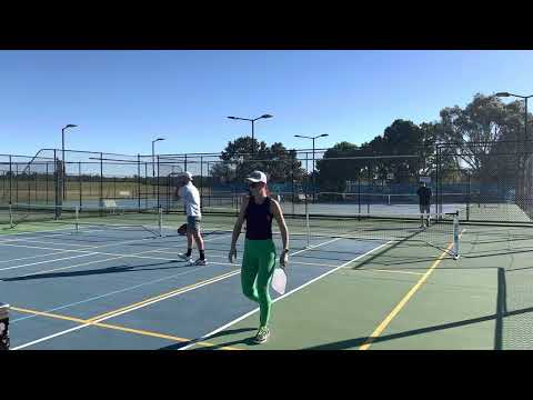 Pickleball diaries 210523 Sarah and Shannon Burr against Jason Kerr and I in prep for Pacific Pro