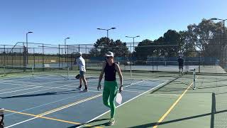 Pickleball diaries 210523 Sarah and Shannon Burr against Jason Kerr and I in prep for Pacific Pro