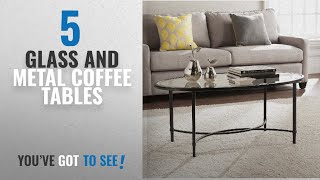 Top 10 Glass And Metal Coffee Tables [2018]: Quinton Metal/Glass Oval Cocktail Table - Black - 45 W https://clipadvise.com/deal/