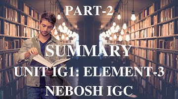 Summary | Revision | Part-2 | Element-3 | Unit -IG1 | NEBOSH IGC | Aamir