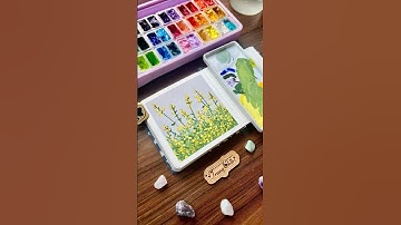 Hướng dẫn vẽ cánh đồng hoa cải bằng màu gouache #gouachepainting
