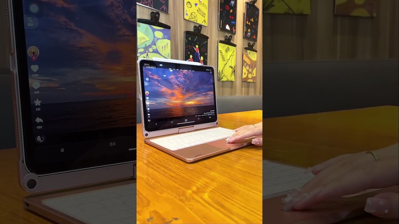 360 swivel & 180 flip stylish iPad keyboard case,rose gold 