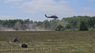 Us Army UH60V Blackhawk landing at training area Havelte during exercise Falcon Spring 2025.