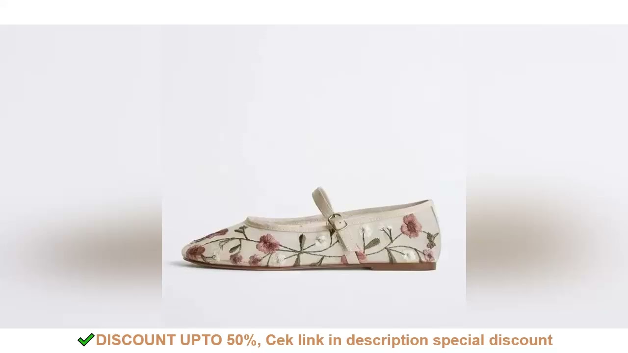Summer Mesh Embroidered Flower Ballet Flats Women Light Breathable Mary Jane Shoes Luxury Designer F