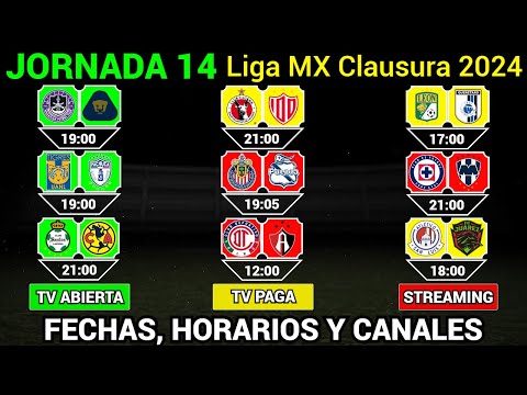 FECHAS, HORARIOS y CANALES CONFIRMADOS para los PARTIDOS de la JORNADA 14 Liga MX CLAUSURA 2024 @Dani_Fut