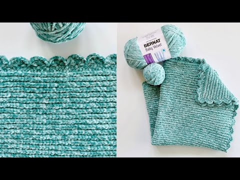 Crochet Velvet Wavy Edge Baby Blanket Tutorial