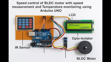 Speed control of BLDC motor with speed measurement and Temperature monitoring using Arduino UNO