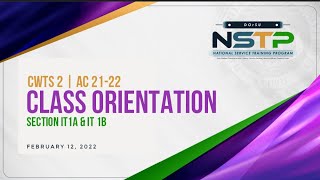 CWTS 2 - CLASS ORIENTATION