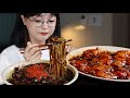 동네맛집 짜장면 깐쇼새우 먹방🍜🍤Jajangmyeon (Black bean noodles) & Chili shrimp Mukbang Asmr