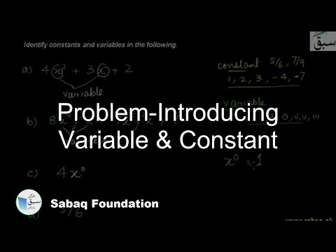 Problem-Introducing Variable & Constant, Math Lecture | Sabaq.pk