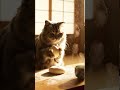 朝の静寂:黄金の光の中でラーメン生地を捏ねる猫 🍜🐾|Morning Zen: Gray Cat Kneads Ramen Dough in Golden Light 🍜🐾