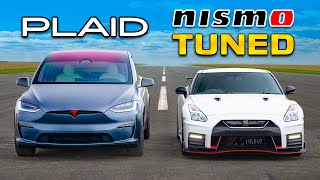 Кто победит в заезде: тюнингованный NISMO GTR или же Tesla Plaid?