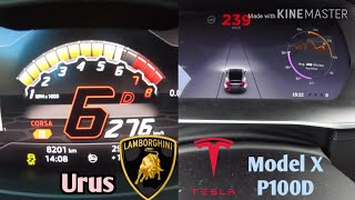 Lamborghini Urus VS Tesla Model X P100D Acceleration \& Top Speed