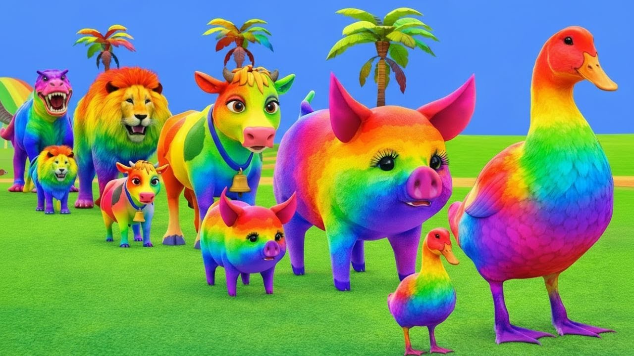 Long Slide Game With Cow Elephant Gorilla Hippopotamus Tiger 3d Animal Game Funny 3d Animals