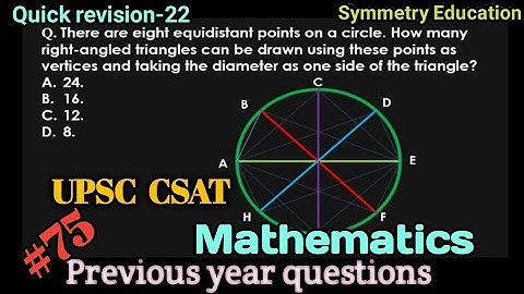 There are eight equidistant points on a circle.How many right-angled triangles.#upscprelims#upscexam