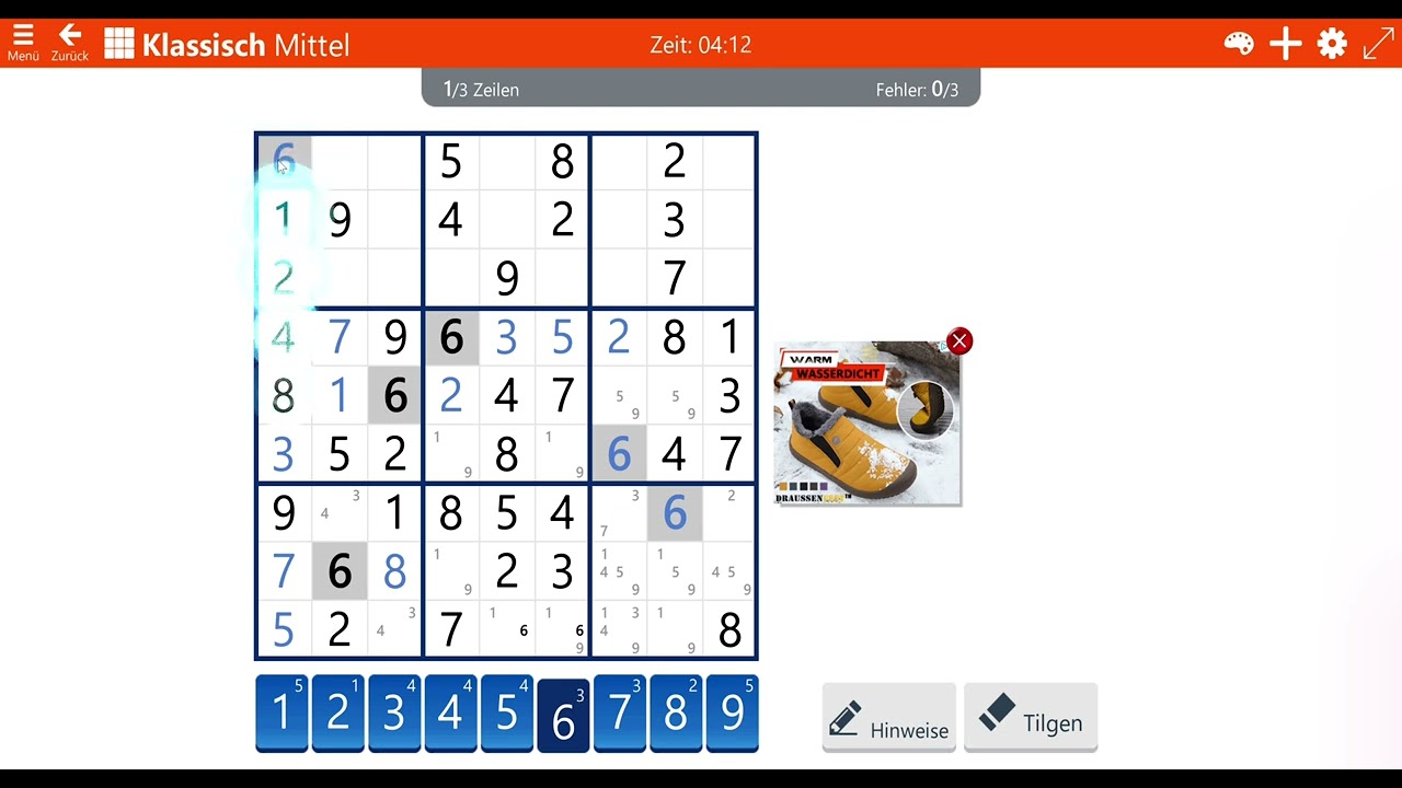 Daily Medium Sudoku Puzzle for Sunday 17th December 2023 (Medium)