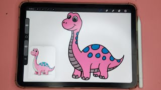 How to Draw a Cute Pink Dinosaur Easy Procreate Drawing Tutorial