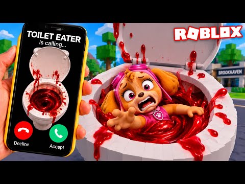 PREGNANT STELLA from PAW PATROL got EATEN by TOILET EATER in Roblox BROOKHAVEN!