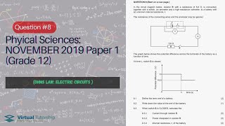 OHM'S LAW (ELECTRICITY) | November 2019: Physical Sciences P1 Question 9 (Grade 12)
