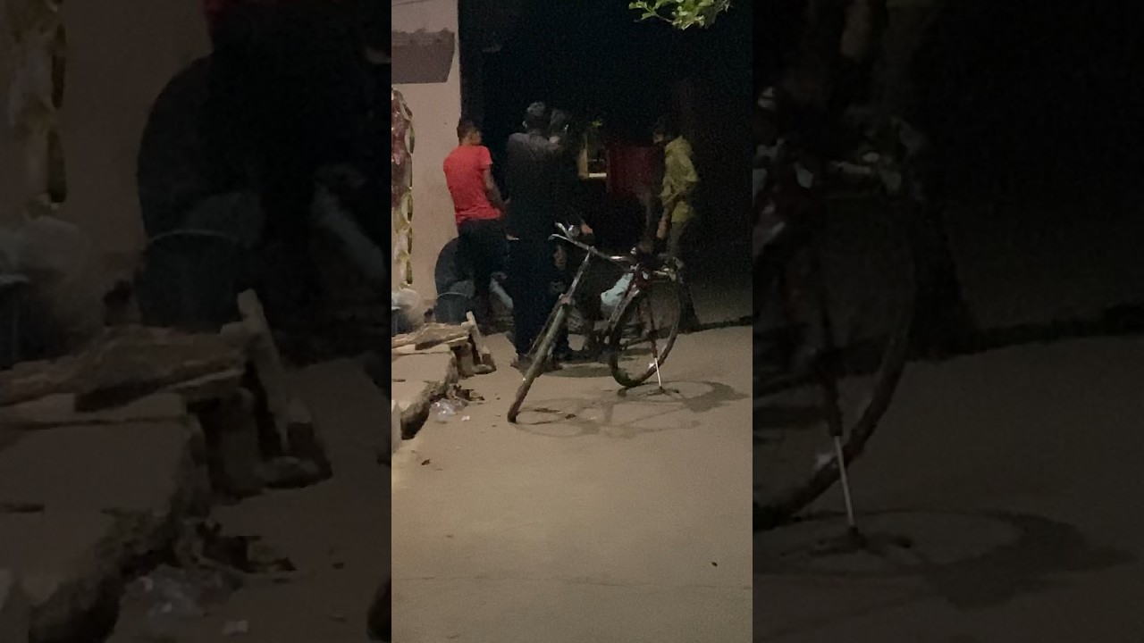 Fight scenes in night public place 