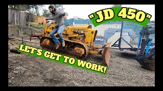 DROPPING the dozer blade on the JD 450 (JD 450 Re-build part 2)