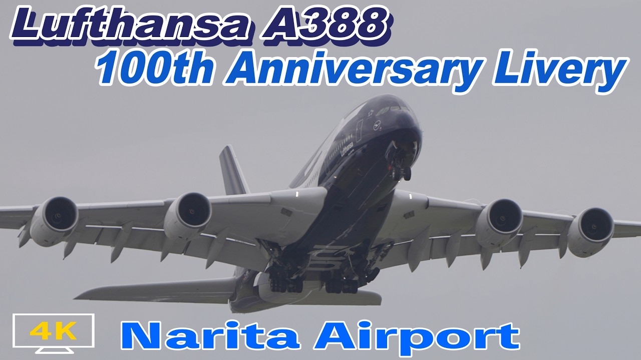 [4K] Lufthansa A388 100th Anniversary Livery at NRT
