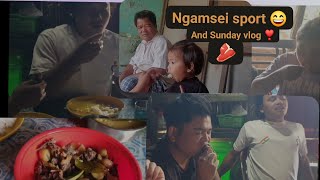 Sunday vlog and family ngamsei sport😄 with kanga sa🥩🦤🦤