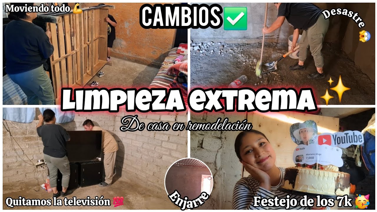 TERMINAMOS el ENJARRE ✅️/MOVIMOS LOS MUEBLES 💪||MEJORANDO MI HOGAR💯LIMPIEZA🧹+FESTEJO DE LOS 7K 🥳 